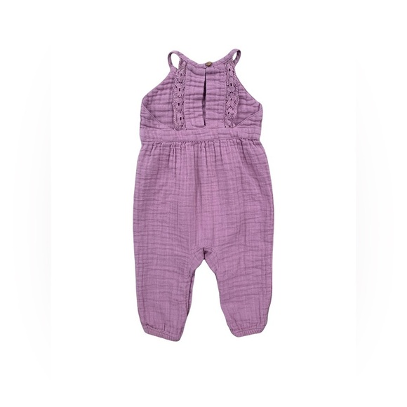 City Mouse Size 9-12 Months Purple Muslin Gauze Romper - Picture 2 of 6